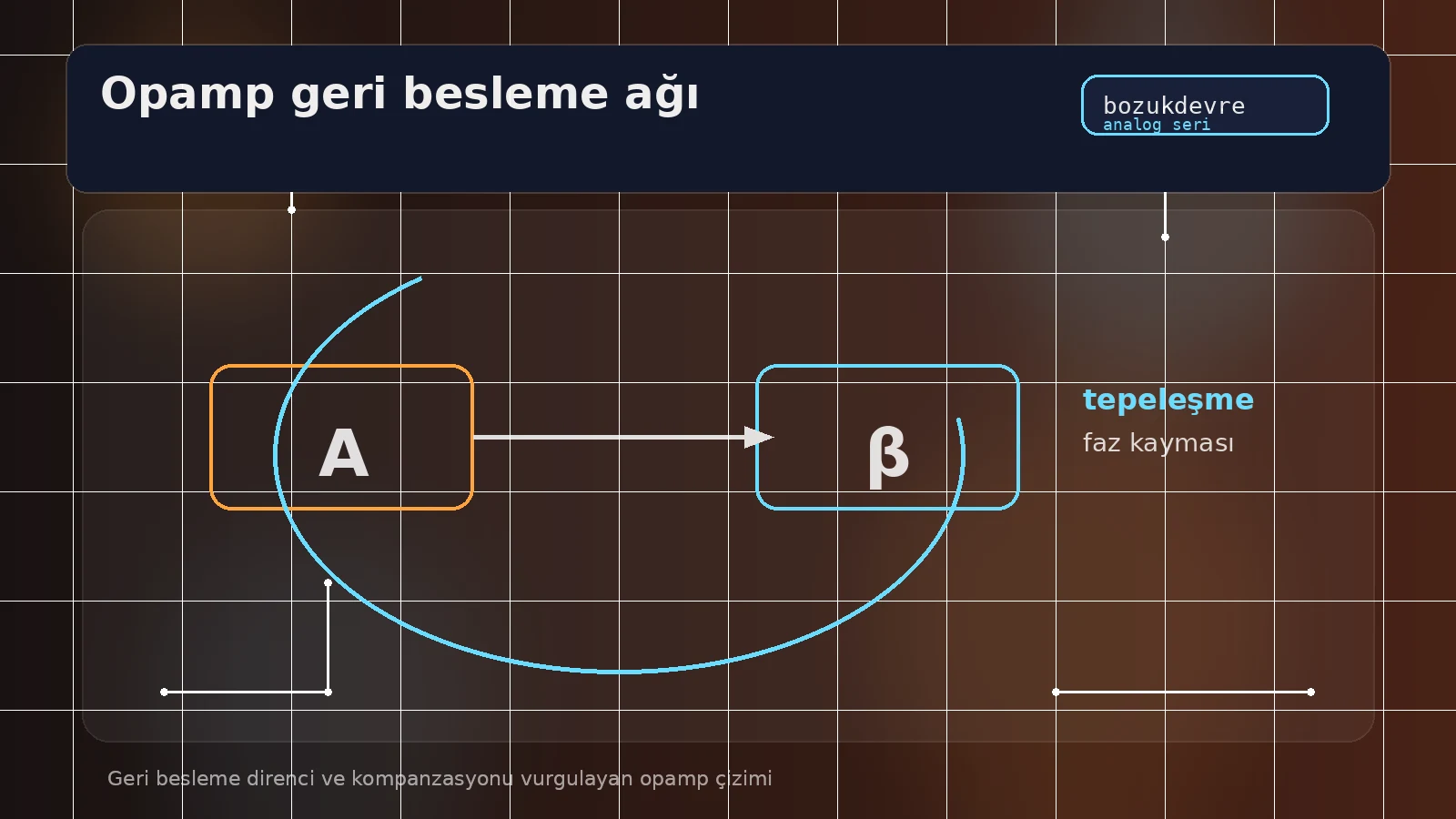 Opamplı Yükselteçlerde Geri Besleme ve Kararlılık: Tepeleşme Ne Zaman Başlar? 2 Geri besleme direnci ve kompanzasyonu vurgulayan opamp çizimi