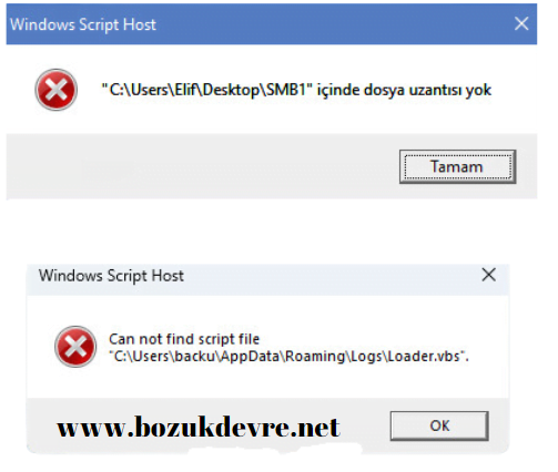 .vbs file not found hatası