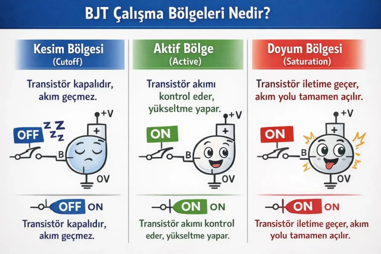 BJT Çalışma Bölgeleri Nedir? Kesim, Aktif ve Doyum Bölgesi